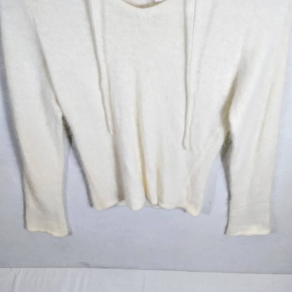 VTG Xhilaration Stretch Sweater Cream Fuzzy Rabbit Hair Y2K 90's Casual - Picture 5 of 9